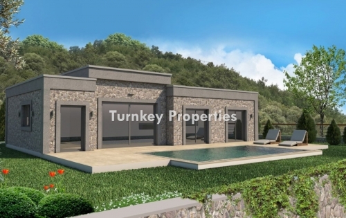 Single-Story Luxury Stone Villa for Sale in Yalikavak - With Private Pool and Modern Design
