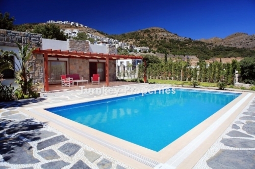 Detached Single-Storey Luxury Villa for Sale in Gumusluk Bodrum, Spacious Land with Private Pool