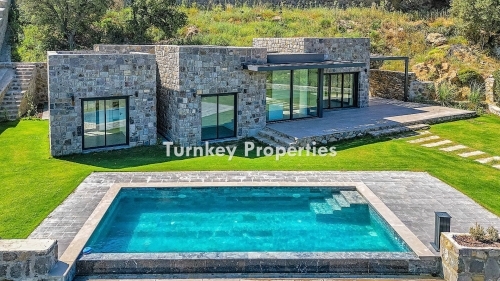 Luxury Villa for Sale in Bodrum, Gumusluk Unique Property Enhanced with Private Pool, Aegean Sea View, and Modern Amenities