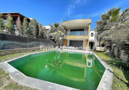 Luxury Private Pool and Sea View Detached Villa for Sale in Yokusbası Bodrum 