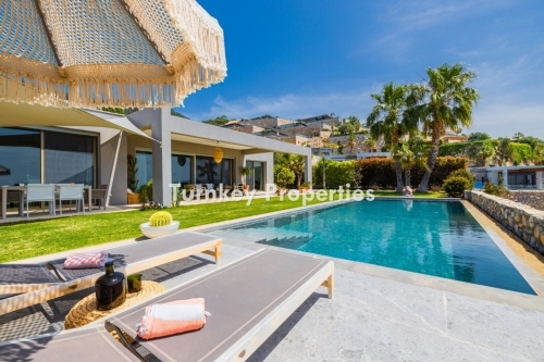 Single-Story Villa for Sale in Konacik, Bodrum | Breathtaking Sea Views, Private Pool, Parking, Eco-Friendly House