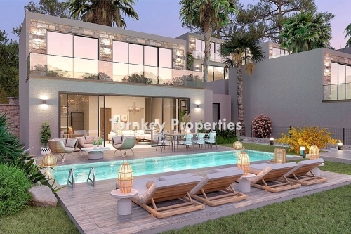 Konacık, Bodrum, Muğla’da Satılık Özel Havuzlu 4+2 Tripleks Villa, Yerden Isıtmalı, VRV Sistemli